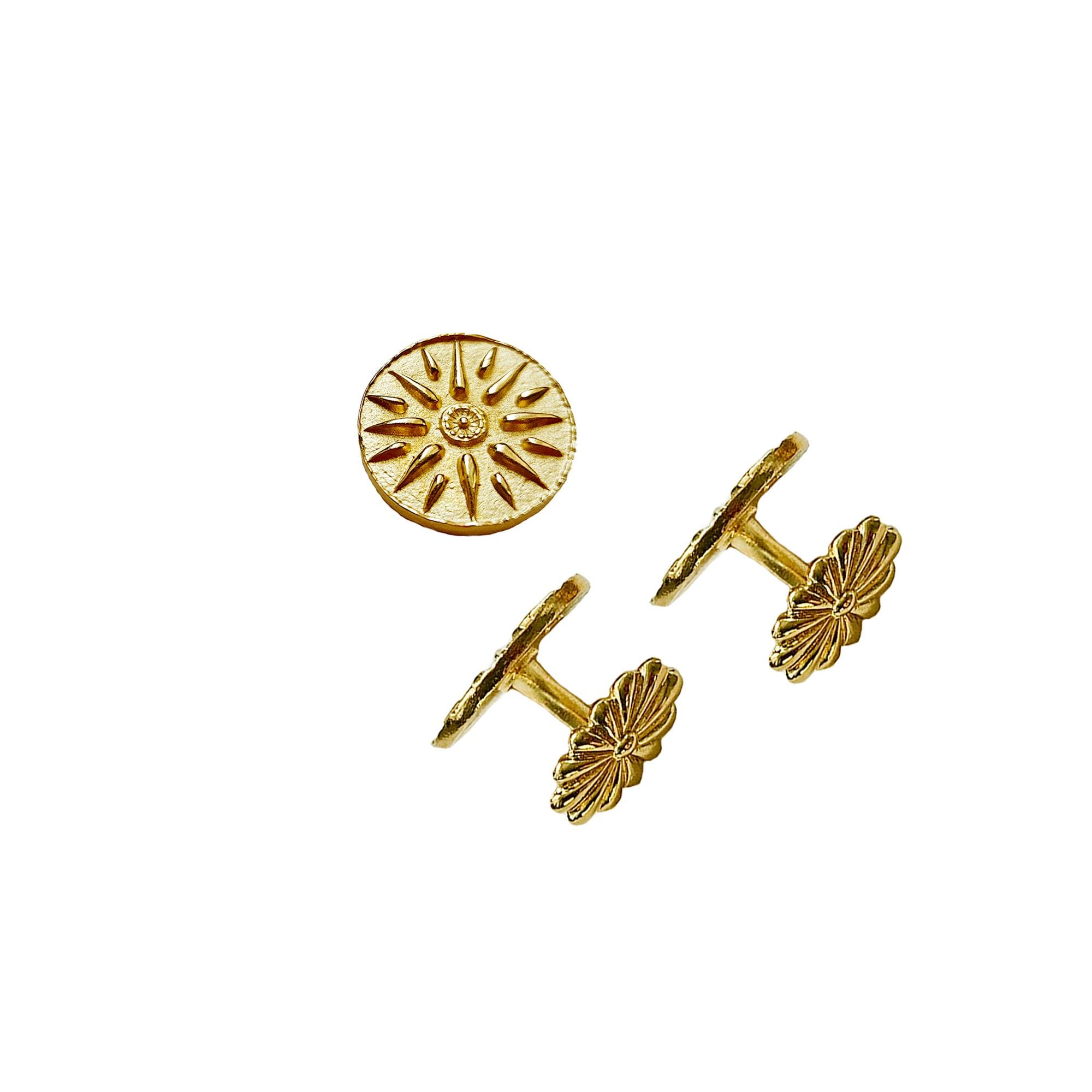 Father's day - Our Macedonian Star cufflinks with fancy backs crafted in USA. Comes in a beautiful gift box. Also offered in silver finish.