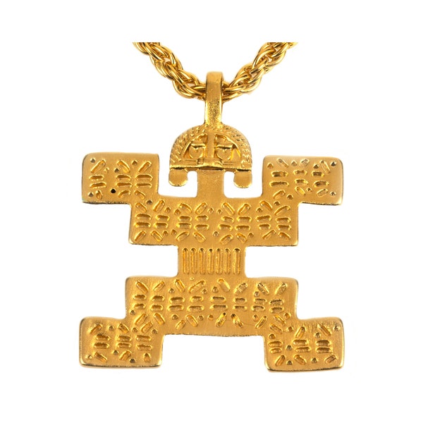 Pre-Columbian Tolima Symbol Pendant on 18" chain. Comes with a suede-like gift pouch. Designed and handmade in USA!