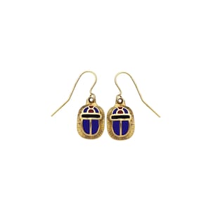 These delicate SMALL enameled scarab dangle earrings arrive in an elegant gift box. Thoughtfully designed and handcrafted in the USA. image 1