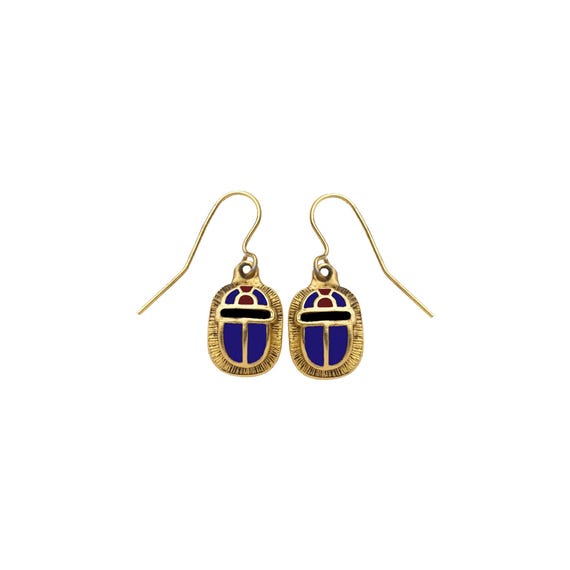 These delicate SMALL enameled scarab dangle earrings arrive in an elegant gift box. Thoughtfully designed and handcrafted in the USA.