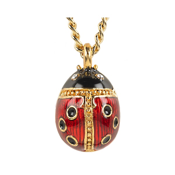 Ladybug 3D SOLID (not hollow) pendant red/black. Comes with a suade-like gift pouch. Handmade in USA!