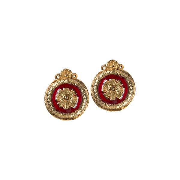 Red enameled Circle post earrings. Come within a beautiful gift box. Proudly handcrafted in USA! Also available in other colors.