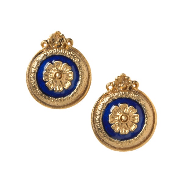 Blue enameled Circle post earrings. Come within a beautiful gift box. Proudly handcrafted in USA! Also available in other colors.