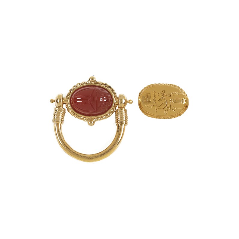 Egyptian Scarab Swivel 2sided Carnelian Ring. Size 8 approx. Other