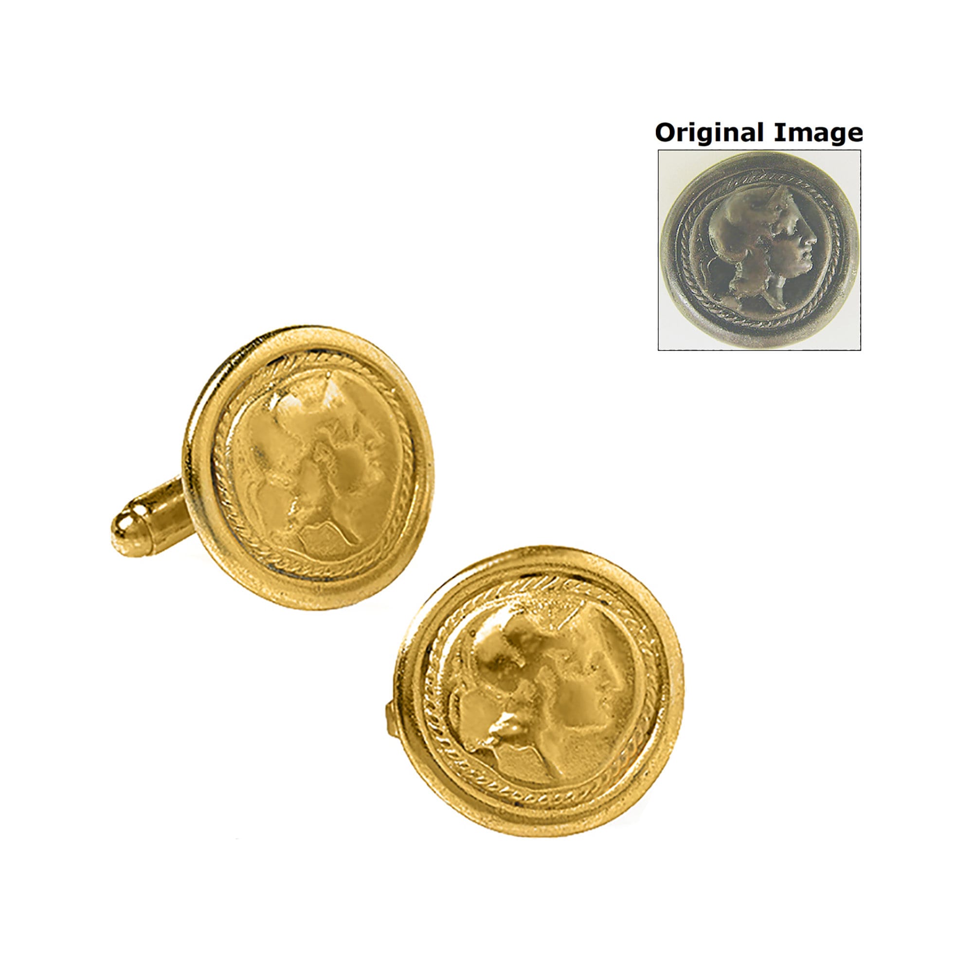 Athena coin cufflinks make an ideal gift for the special man in your life. Come in a gift box. Made in the USA! Also available in silver.