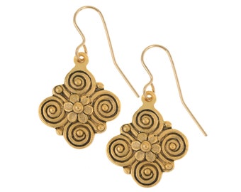 Egyptian Quatrefoil earrings, gold-filled ear wires. Comes with a Gift box. Handmade in USA!