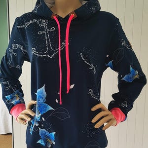 Damen Samt Hoodie Maritim - Bequemer Kapuzenpullover Aus Fischschuppenstoff