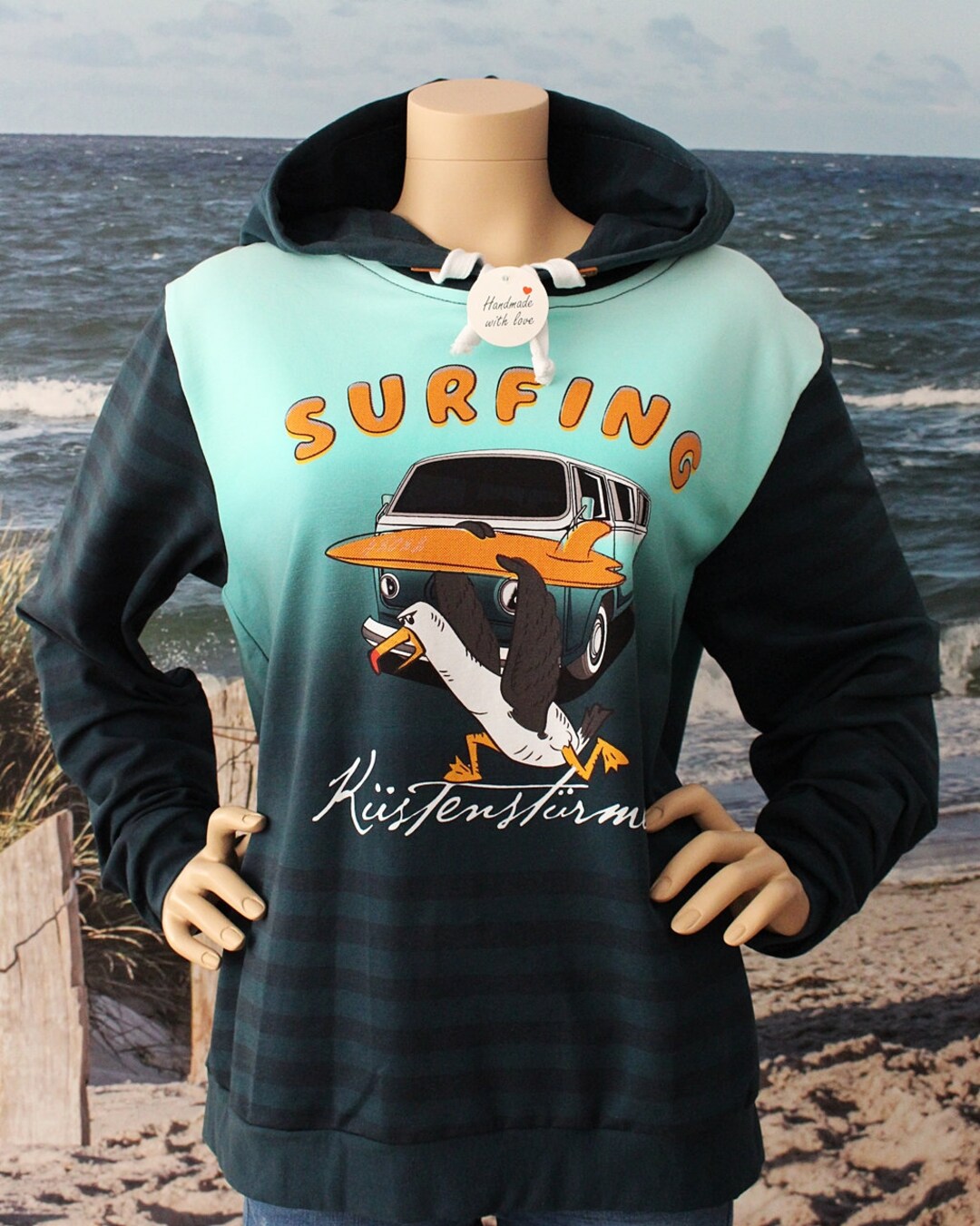Surfing Hoodie in Maritime Look/ Maritimes/ Hoodies/ Hoodie Etsy