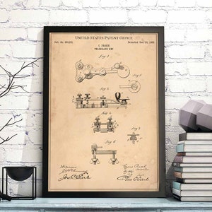 Telegraph 1882 print patent vintage retro gift dad father birthday wall decoration art decor morse code telephone communication victorian