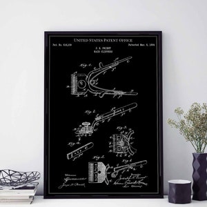 Hair clippers 1894 hairstyle barber barbershop shave saloon print wall art poster bedroom patent vintage retro gift birthday