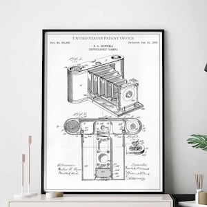 Cámara fotográfica 1902 photoshoot lente estudio atelier darkroom print wall art poster dormitorio patente vintage retro regalo cumpleaños