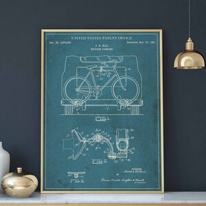 Bicycle carrier 1951 cycling cycle roadcycling sport mancave cycling print wall art poster bedroom patent vintage retro gift birthday