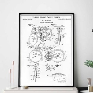 Bicycle construction 1950 cycling cycle roadcycling sport mancavecycling print wall art poster bedroom patent vintage retro gift birthday