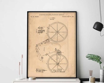 Bicycle 1891 print patent vintage retro gift dad birthday wall art decor cycling cycle bikeporn roadcycling sport mancave spandex cycling