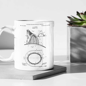 Sombrero de bombero 1889 taza de té de café patente vintage retro regalo papá padre cumpleaños bombero bomberos bomberos motor de bomberos departamento de agua