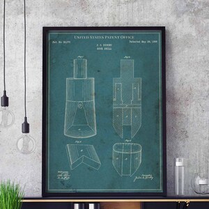 Rock Drill 1866 print patent vintage retro gift dad father birthday wall decoration art decor engineer drilling oil mechanic tool workshop