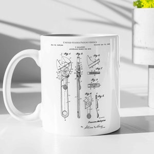 Adjustable wrench for nuts 1942 wrench tool workshop tools mechanic mug coffee tea patent vintage retro gift dad father birthday idea