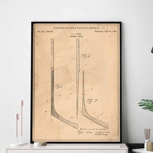 Hockey stick 1925 puckster penalty referee stanley shot goalpost period print wall art poster bedroom patent vintage retro gift birthday