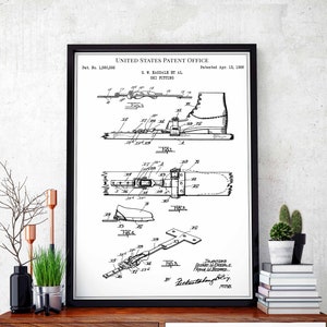 Ski fitting 1926 skiing snow winter sport downhill skier piste pole print wall art poster bedroom patent vintage retro gift birthday