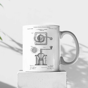 Coffee Mill 1885 mug tea patent vintage retro gift dad father birthday breakfast latte capuccino cafe machine kitchen bar bistro restaurant