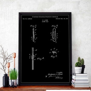 Papierklammer 1919 Computer Stift Schreibschrift Schreibwaren Schreibmaschine Druck Wand Kunst Poster Schlafzimmer Patent vintage retro Geschenk Geburtstag