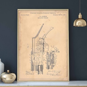 Magazin Schusswaffen 1897 Schusswaffenschießen Jagd uns Western Cowboy Druck Wand Kunst Poster Schlafzimmer Patent vintage retro Geschenk Geburtstag