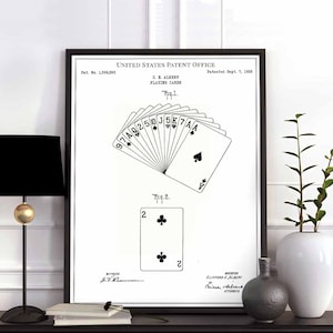 Speelkaarten 1926 poker texas baccarat solitaire aas spade koningin koning print kunst aan de muur poster slaapkamer patent vintage retro cadeau verjaardag
