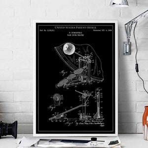 Bass Drum Beater 1938 musician drums drummer rock jazz rap hip-hop print wall art poster bedroom patent vintage retro gift birthday