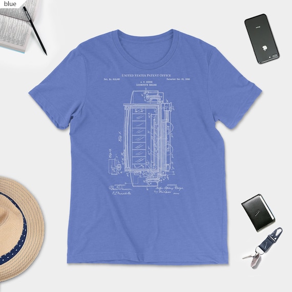 1898 Vintage Steam Engine Locomotive Patent Print T Shirt 1898 Vintage Steam Engine Locomotive Patent Print T Shirt