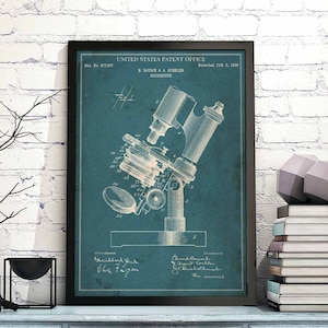 Microscope 1899 virus bacteria chemistry biology print wall art poster bedroom patent vintage retro gift birthday