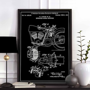 Motorcycle Saddle 1934 motor harley-davidson scrambler cafe racer rider print wall art poster bedroom patent vintage retro gift birthday