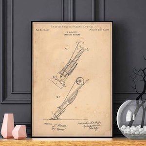 Balayeuse 1869 imprimer brevet vintage rétro cadeau papa père anniversaire décoration murale art décor aspirateur électroménager premier nettoyeur