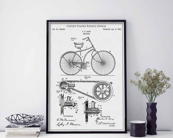 Bicycle 1890 print patent vintage retro gift dad father birthday wall art decor cycling cycleporn bikelife bike velo roadcycling sport