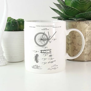 Chainless bicycle 1898 cycle roadcycling sport mancave cycling mug coffee tea patent vintage retro gift dad father birthday drink