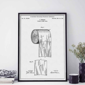 Carta igienica Rotolo 1891 bagno bagno wc casa stampa murale arte poster camera da letto brevetto vintage retrò regalo compleanno