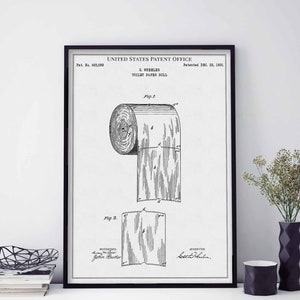 Toilet Paper Roll 1891 bathroom restroom wc house home print wall art poster bedroom patent vintage retro gift birthday