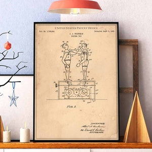 Boxing toy 1929 fight winner heavyweight champion ring corner print wall art poster bedroom patent vintage retro gift birthday