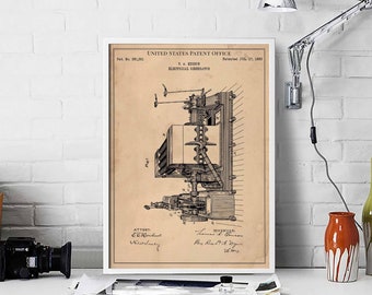 Electrical Generator 1883 edison rotor current generator electrician print wall art poster bedroom patent vintage retro gift birthday