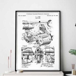 Revolver 1898 Cowboy Western Texas Armee Militär Druck Wand Kunst Poster Schlafzimmer Patent vintage retro Geschenk Geburtstag