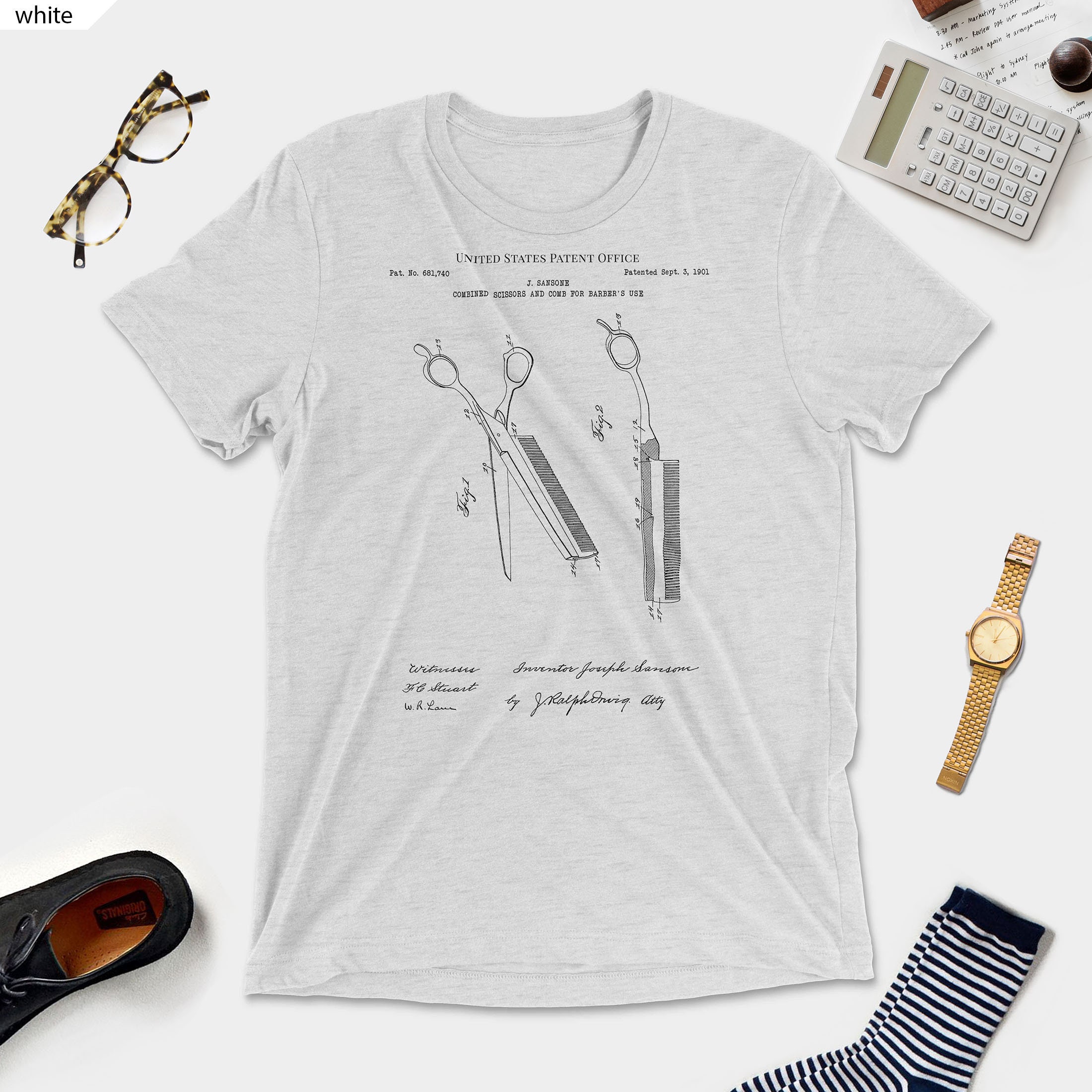 Scissors comb barber/'s 1901 hairstyle barber barbershop shave saloon print wall art poster bedroom patent vintage retro gift birthday