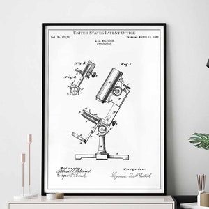 Microscope 1883 virus bacteria chemistry biology print wall art poster bedroom patent vintage retro gift birthday