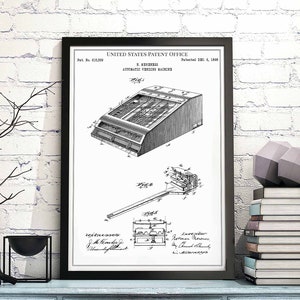Automatic Vending Machine 1898 coke beverage soda soft pop tonic print wall art poster bedroom patent vintage retro gift birthday