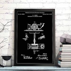 Edison Phonograph 1879 Druck Patent vintage retro Geschenk Vater Geburtstag Wanddekoration Kunst Dekor Schallplattenspieler Musik Aufnahme Alva Genius