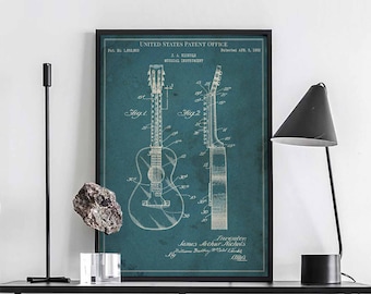 Musical Instrument 1932 folk traditional bluegrass string print wall art poster bedroom patent vintage retro gift birthday