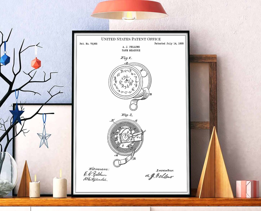 Tape Measure 1868 Print Patent Vintage Gift Dad Father Birthday