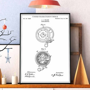 Tape measure 1868 print patent vintage gift dad father birthday wall decoration art decor engineer mechanic carpenter contractor workshop