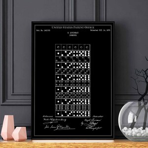 Domino's 1873 domino verloren effect domino ivoor print kunst aan de muur poster slaapkamer patent vintage retro cadeau verjaardag