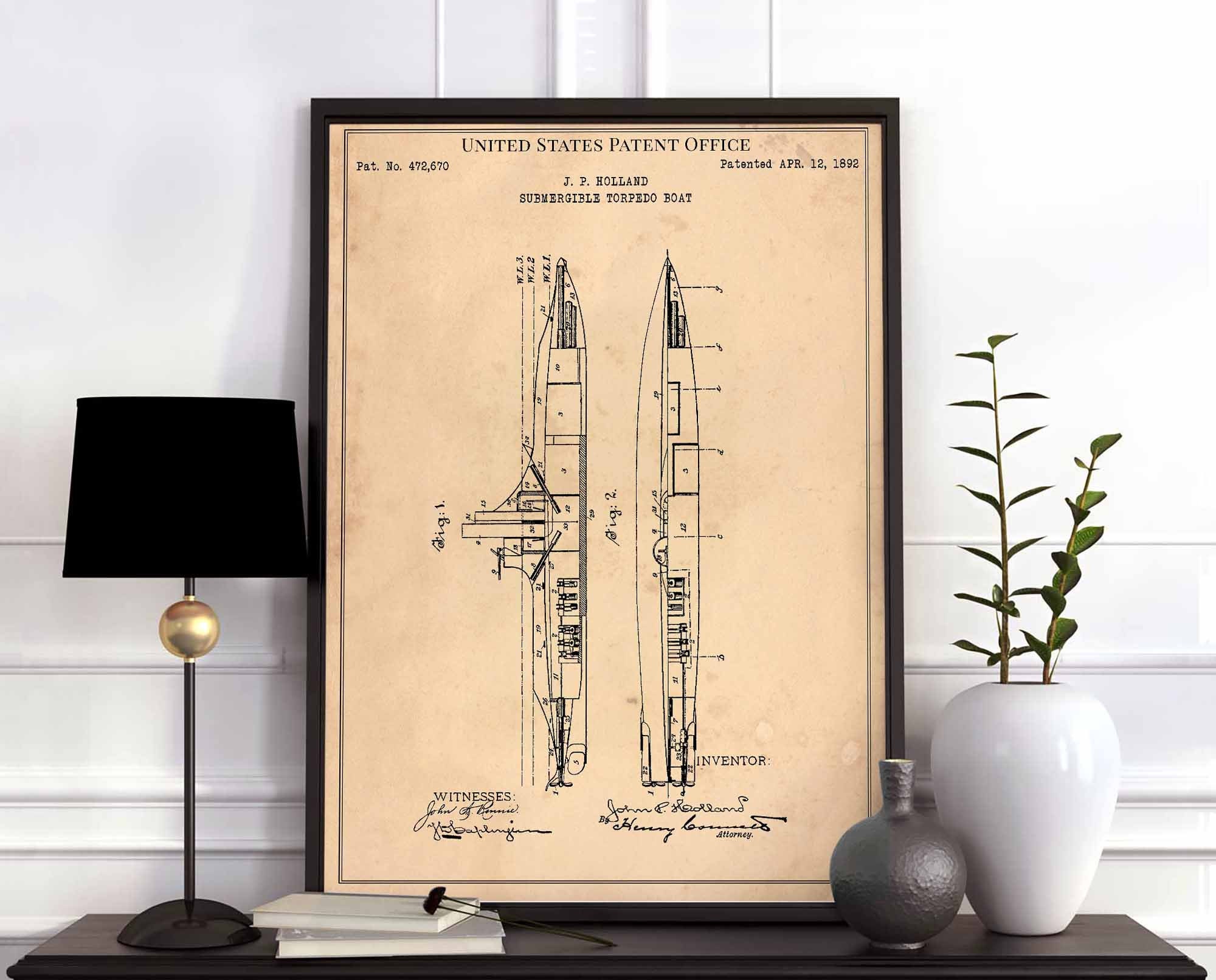 Submergible Torpedo Boat 1892 Weapon Army Yacht Marine Print - Etsy
