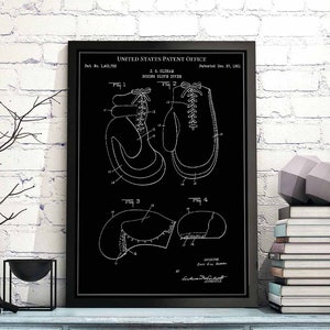 Boxing glove cover 1921 fight winner heavyweight champion ring corner print wall art poster bedroom patent vintage retro gift birthday