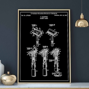 Safety Razor 1930 hairstyle barber barbershop shave saloon print wall art poster bedroom patent vintage retro gift birthday
